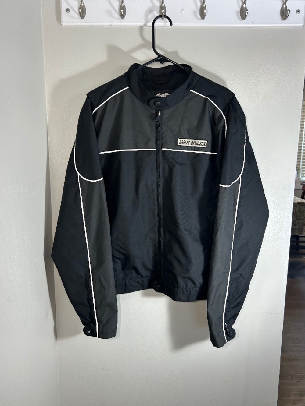 HARLEY DAVIDSON Motorcycles Black Nylon Biker Jacket Coat Mens M